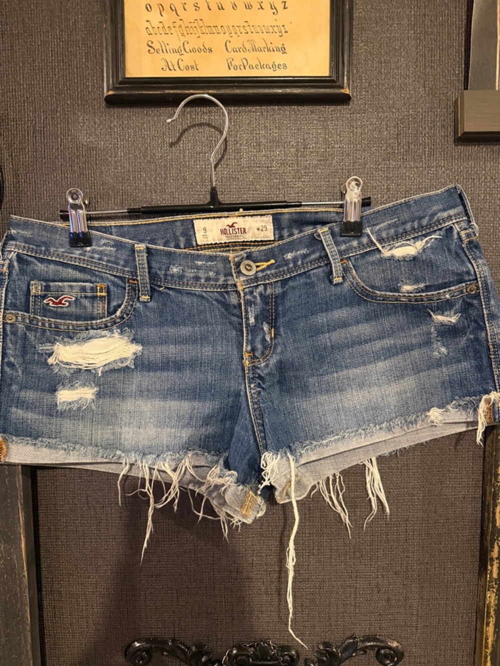 Hollister Blue Distressed Frayed Denim Cutoffs